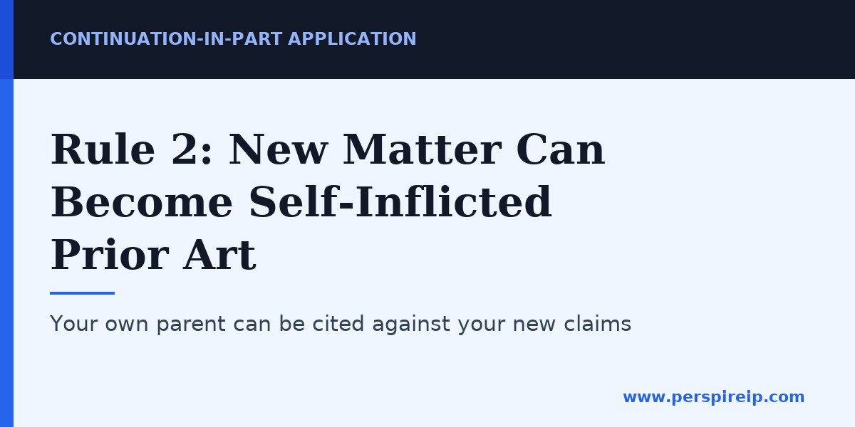 Continuation-in-part application self prior art risk timeline