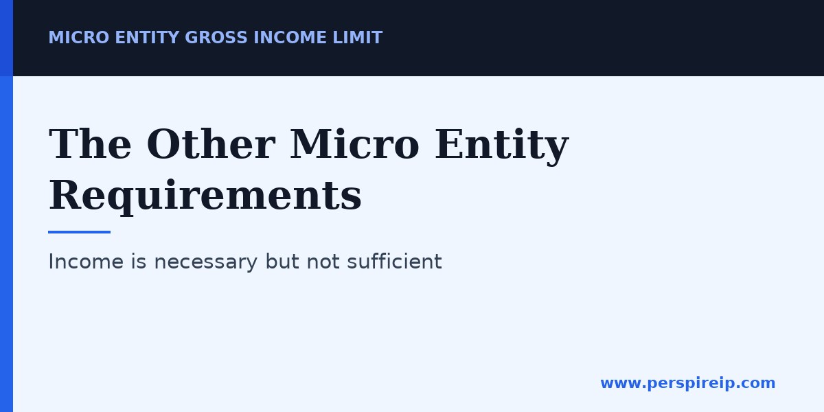 Micro entity qualification requirements beyond the gross income limit