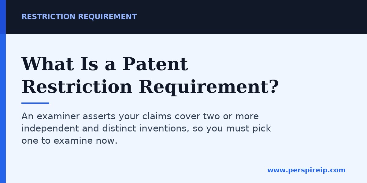 Restriction requirement splitting one application into distinct inventions