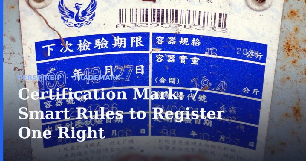 Certification mark seal on a product showing it meets a published standard