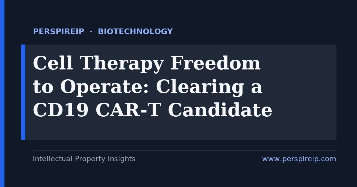 Cell therapy freedom to operate analysis for a CD19 CAR-T candidate