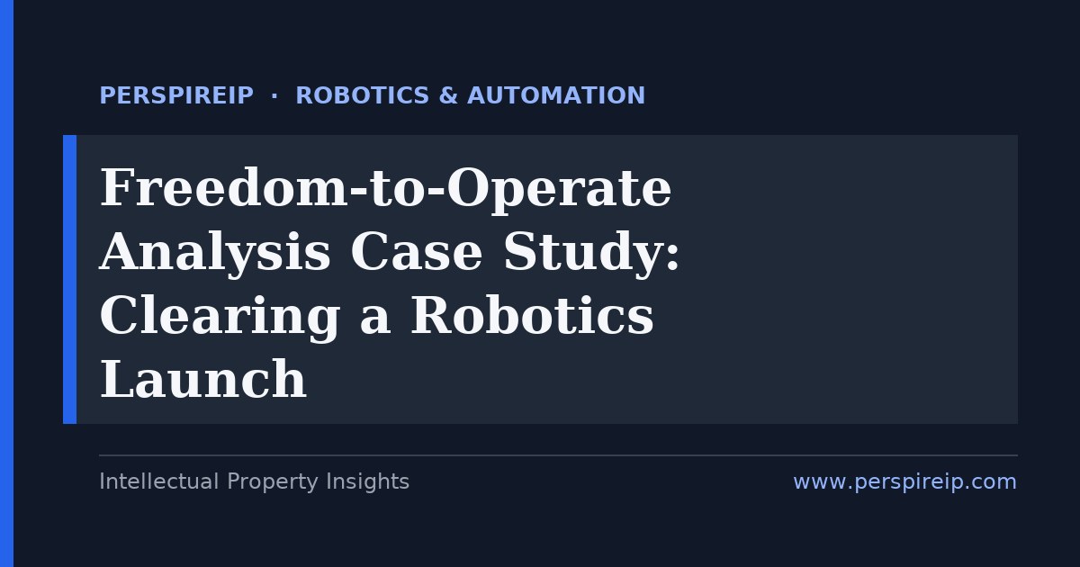 Freedom-to-operate analysis case study for a robotics and automation product launch