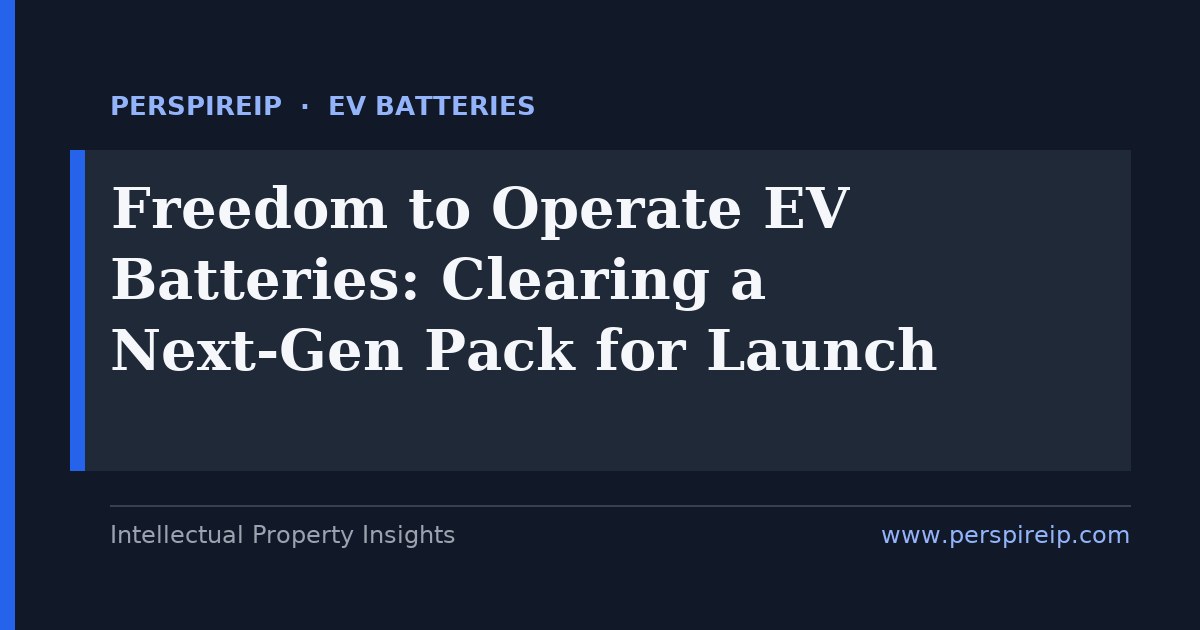 Freedom to operate EV batteries clearance matrix for a next-gen cell pack