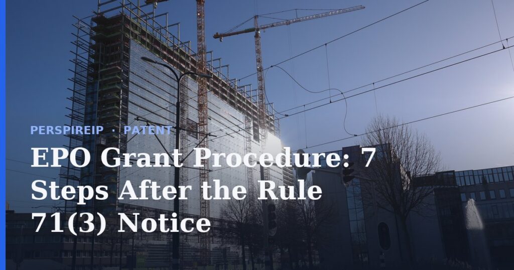 EPO grant procedure steps after the Rule 71(3) communication