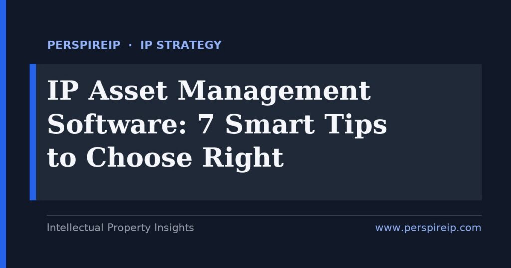 IP asset management software dashboard tracking a patent and trademark portfolio