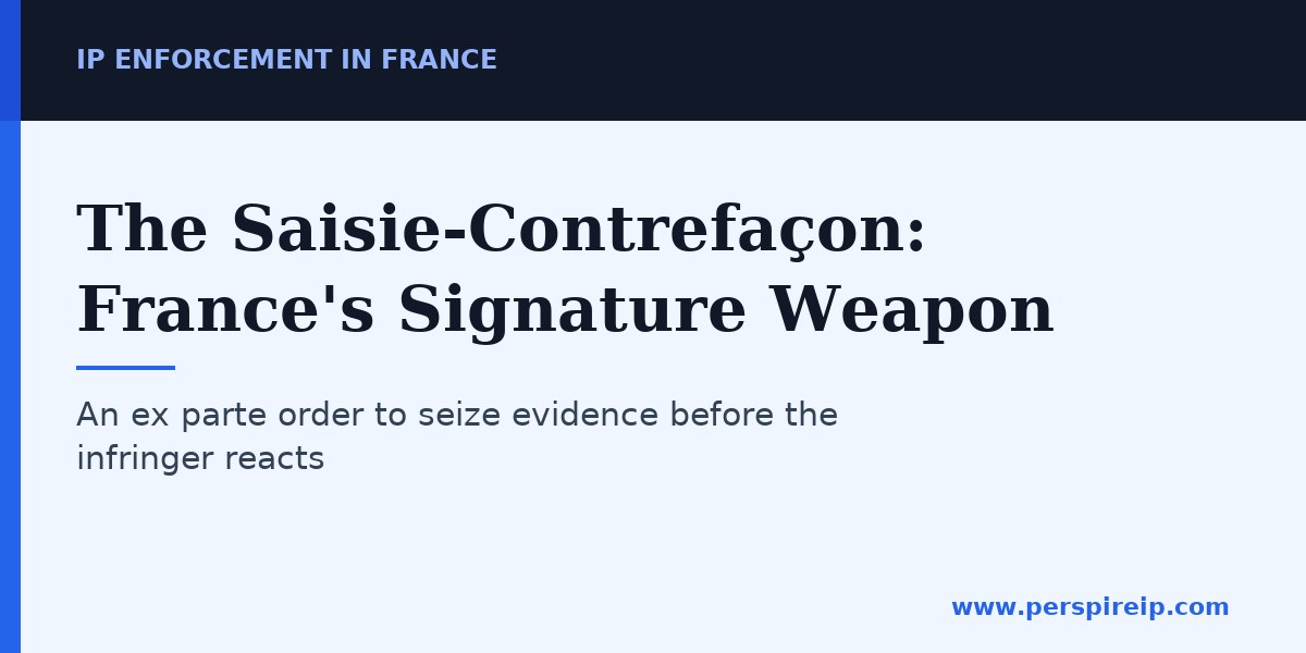 Saisie-contrefaçon evidence seizure in IP enforcement in France