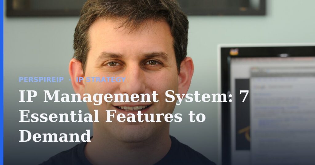 IP management system dashboard tracking a patent and trademark portfolio