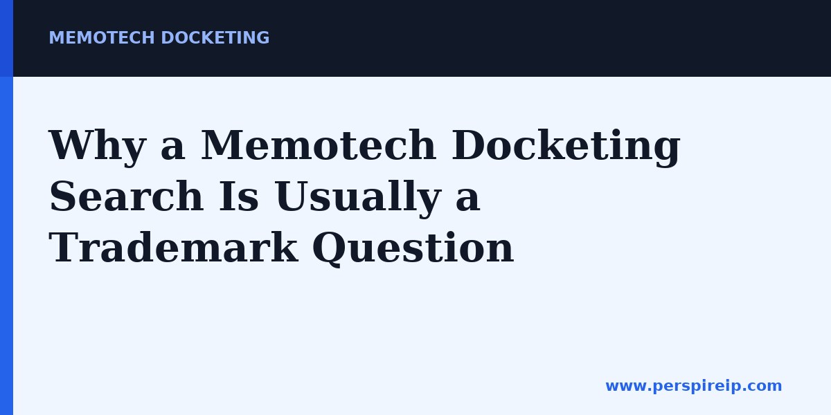 Trademark paralegal researching Memotech docketing coverage