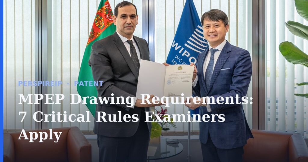 MPEP drawing requirements checked against a patent figure sheet