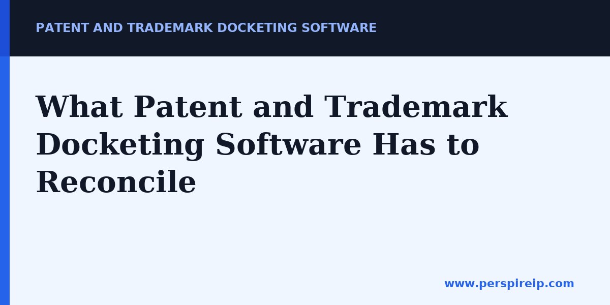 Patent and trademark docketing software reconciling two sets of statutory deadlines