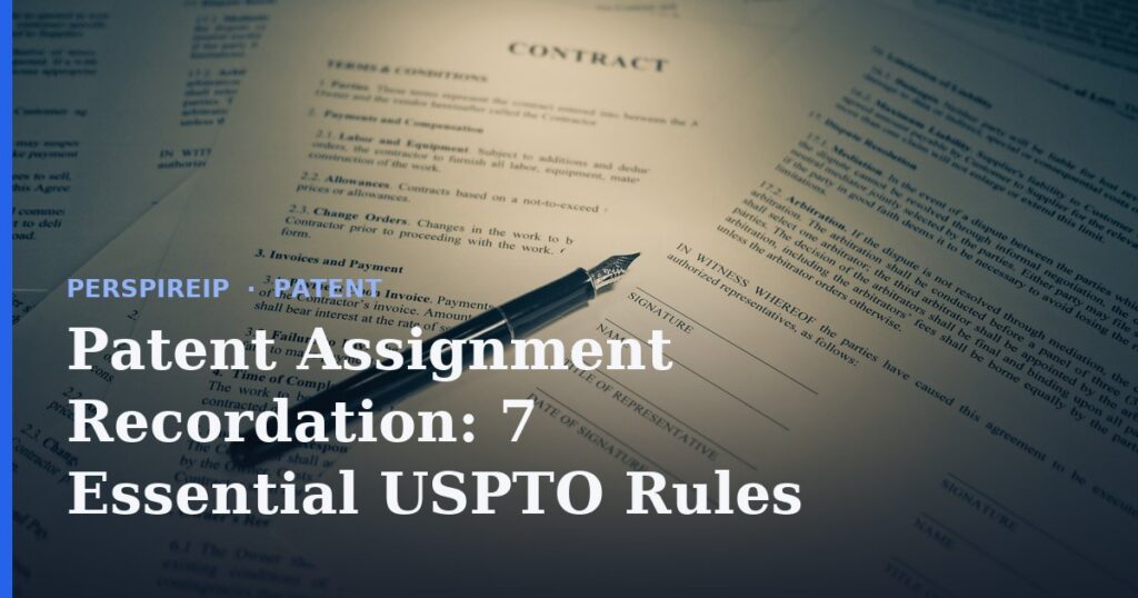 Patent assignment recordation cover sheet filed at the USPTO