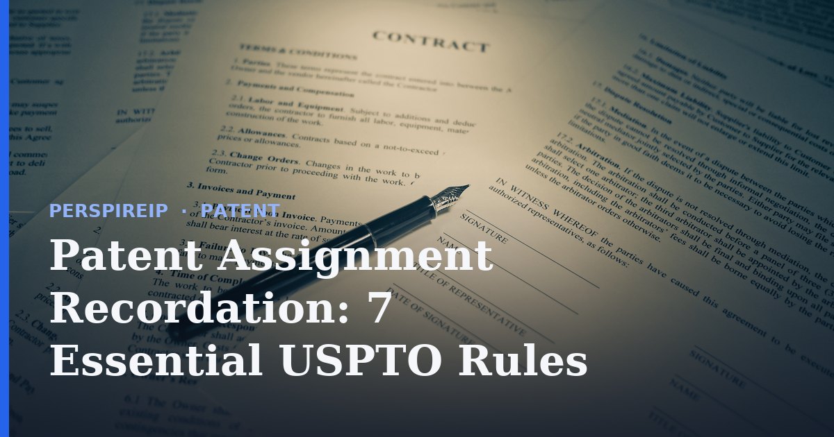 Patent assignment recordation cover sheet filed at the USPTO