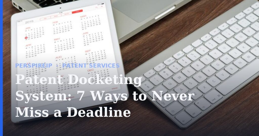 Patent docketing system tracking filing deadlines
