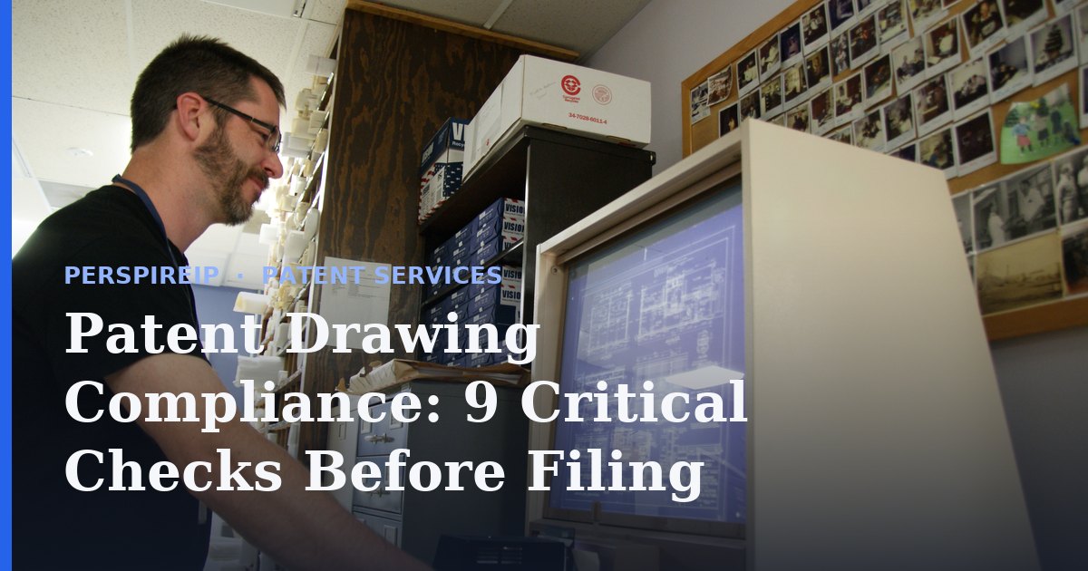 Draftsman running a patent drawing compliance check on filing figures
