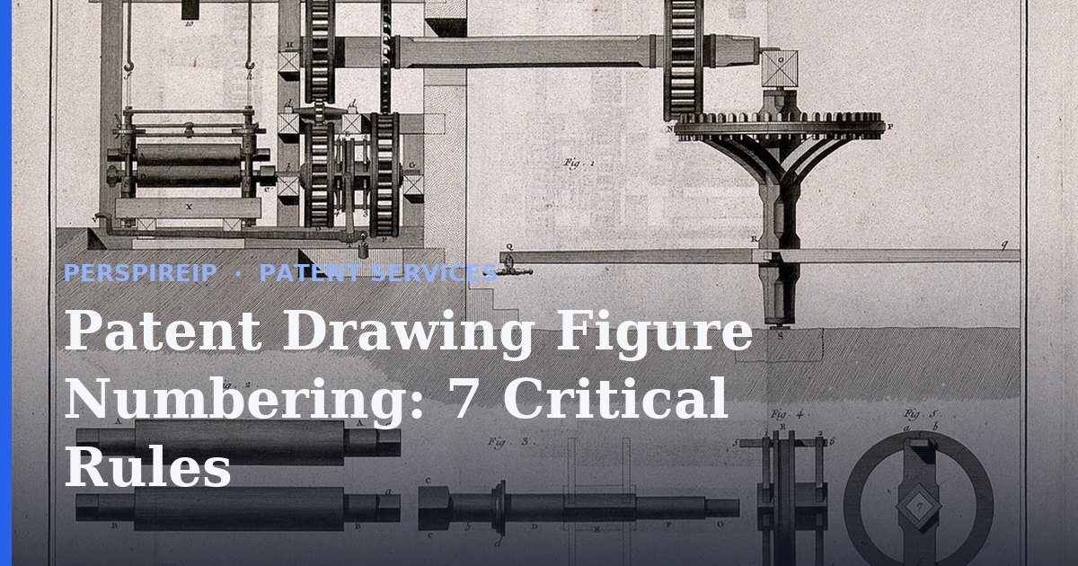 Patent drawing figure numbering on a set of utility patent sheets