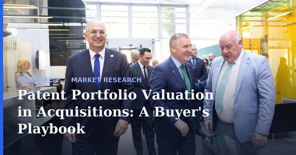 Patent portfolio valuation in acquisitions — buyer reviewing IP in an M&A deal