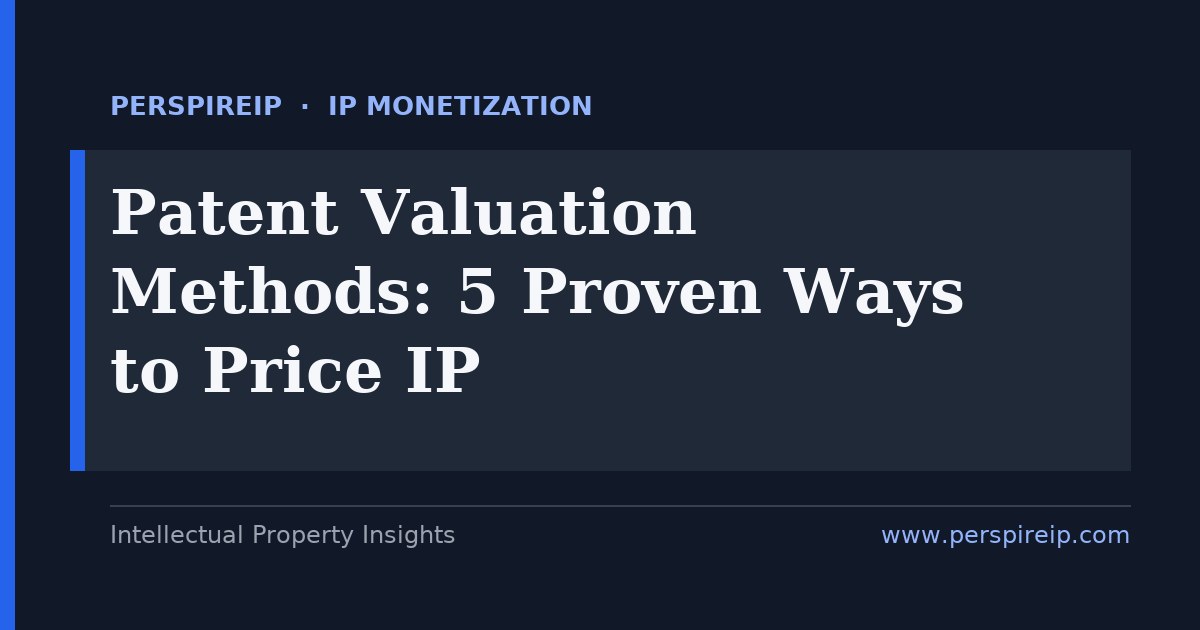 Patent valuation methods comparing cost, market, and income approaches