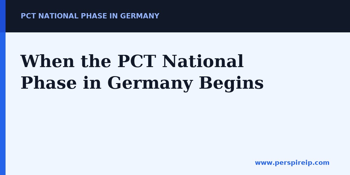 PCT national phase in Germany 31-month deadline calendar