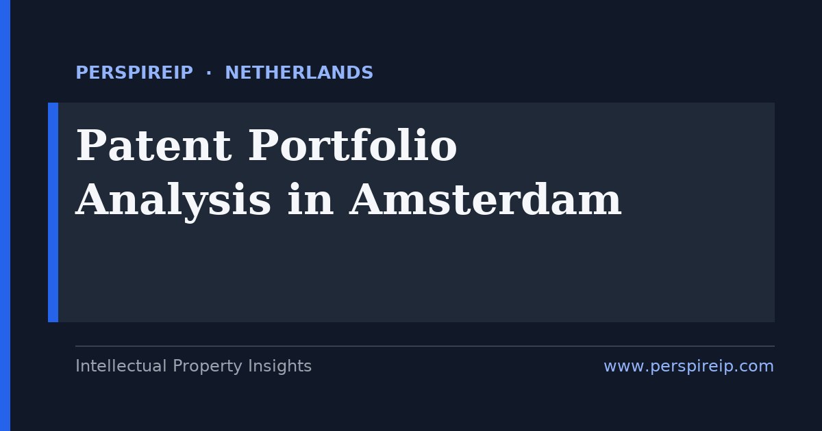 patent portfolio analysis Amsterdam landscape, gap, strength and valuation study for fintech, SaaS, adtech and EMA-driven pharma IP teams by PerspireIP