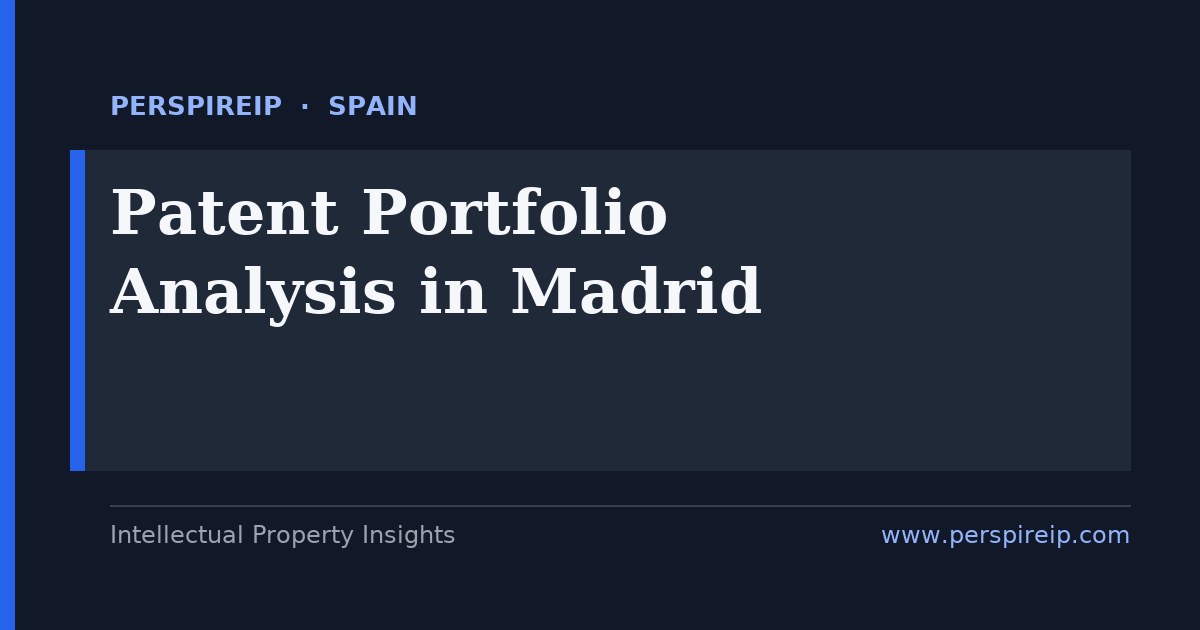 patent portfolio analysis Madrid study grading a Spanish estate for national-only enforcement, EP validation cost and pharma SPC exposure by PerspireIP