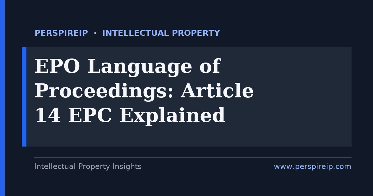 EPO language of proceedings — PerspireIP