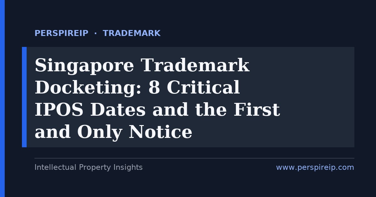 Singapore trademark docketing calendar showing the IPOS ten-year term measured from the application date and the twelve-month late renewal and restoration tail
