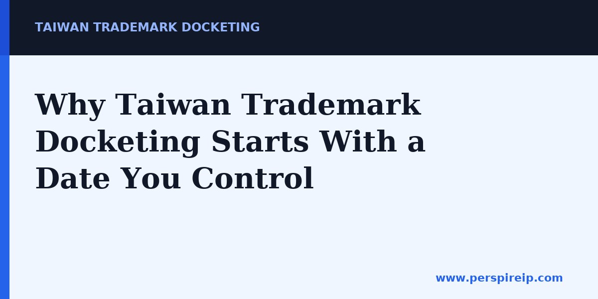 Why Taiwan Trademark Docketing Starts With a Date You Control — Taiwan trademark docketing