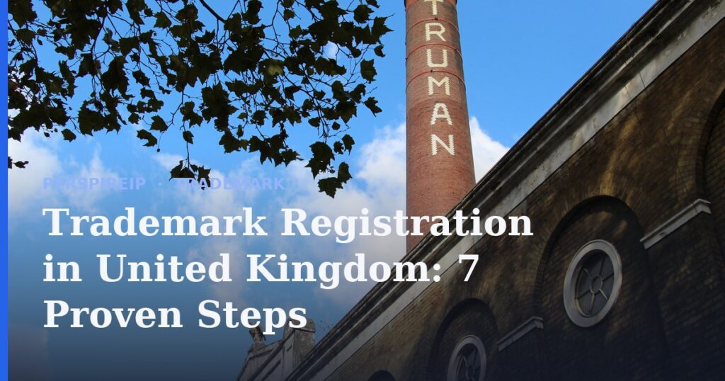 Trademark registration in United Kingdom application on a desk