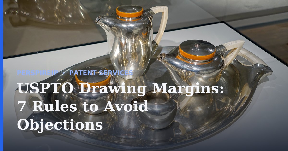USPTO drawing margins measured on a patent drawing sheet
