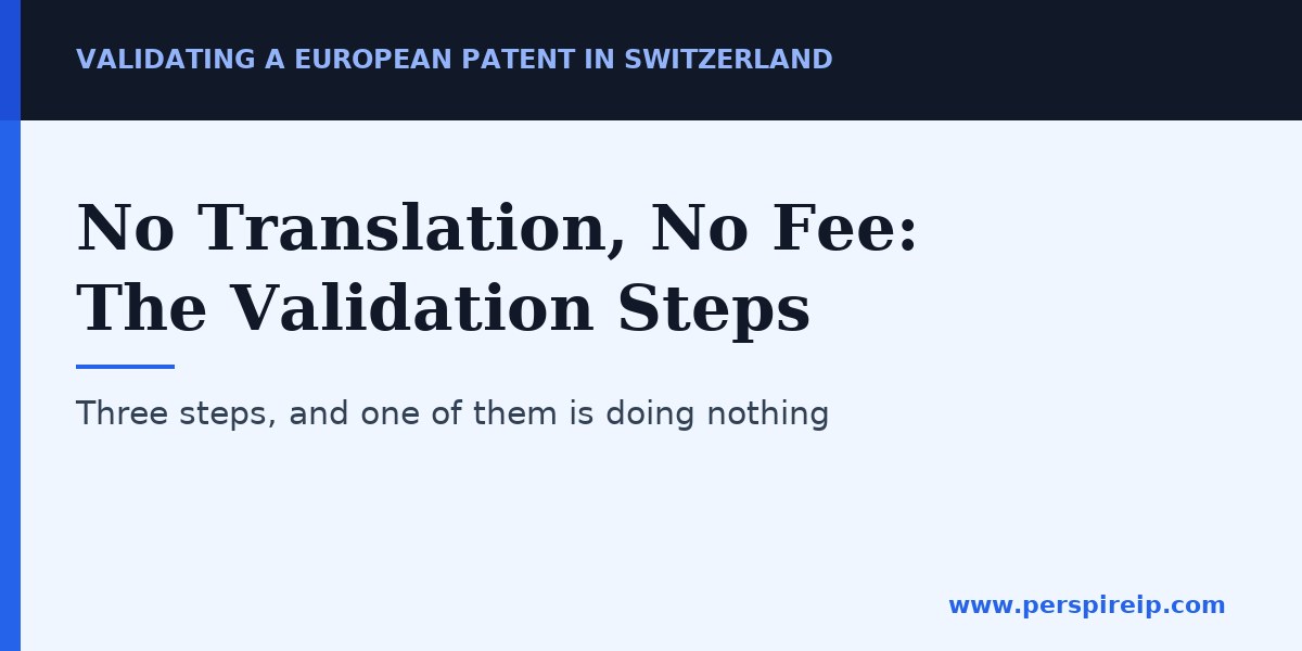 Steps for validating a European patent in Switzerland